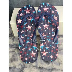 New Academy Flip Flops Navy Blue‎ Patriotic Stars Mens 12D